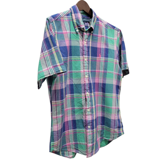 Polo Ralph Lauren Classic Fit Large Plaid Oxford Short Sleeve Woven Shirt Medium - Picture 3 of 6